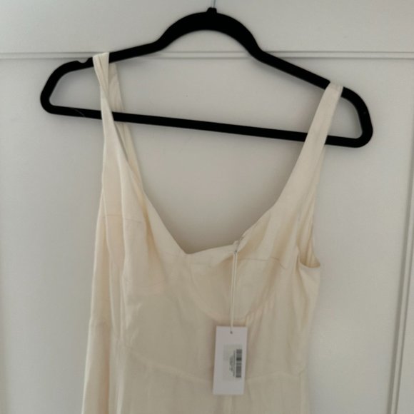 Reformation Lecce Maxi Crepe Dress Sz 4 Ivory Scoop Neck Full Skirt w/ Train - Picture 6 of 15